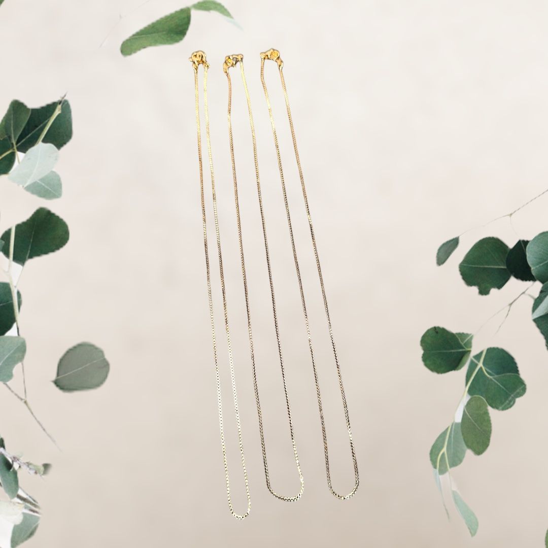 16in YGF Box Chain 3 Necklace Bundle