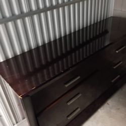 Modern Dark Wood Low Dresser – Spacious Drawers