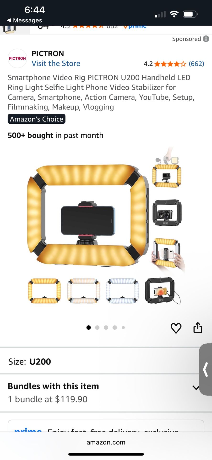 Smartphone Video Rig PICTRON U200 Handheld LED Ring Light Selfie Light Phone Video Stabilizer for Camera, Smartphone, Action Camera, YouTube, Setup, F