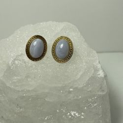 Gold Tone Earrings Natural Stone Bead