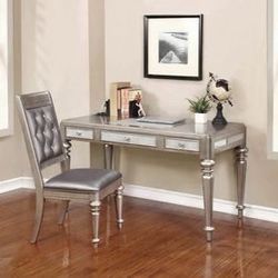 Brand New Metallic Platinum Writing Desk