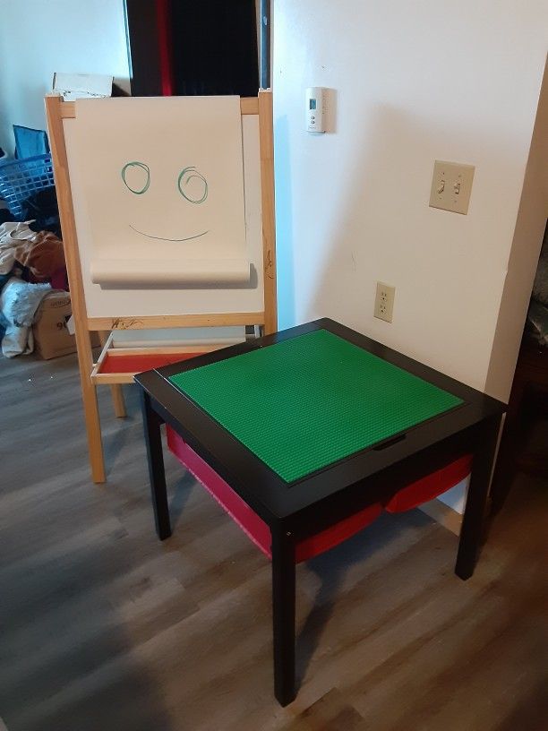Lego Table With Storage And Free Art Easel