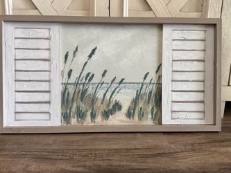 Coastal Beach Scene Framed Wall Art