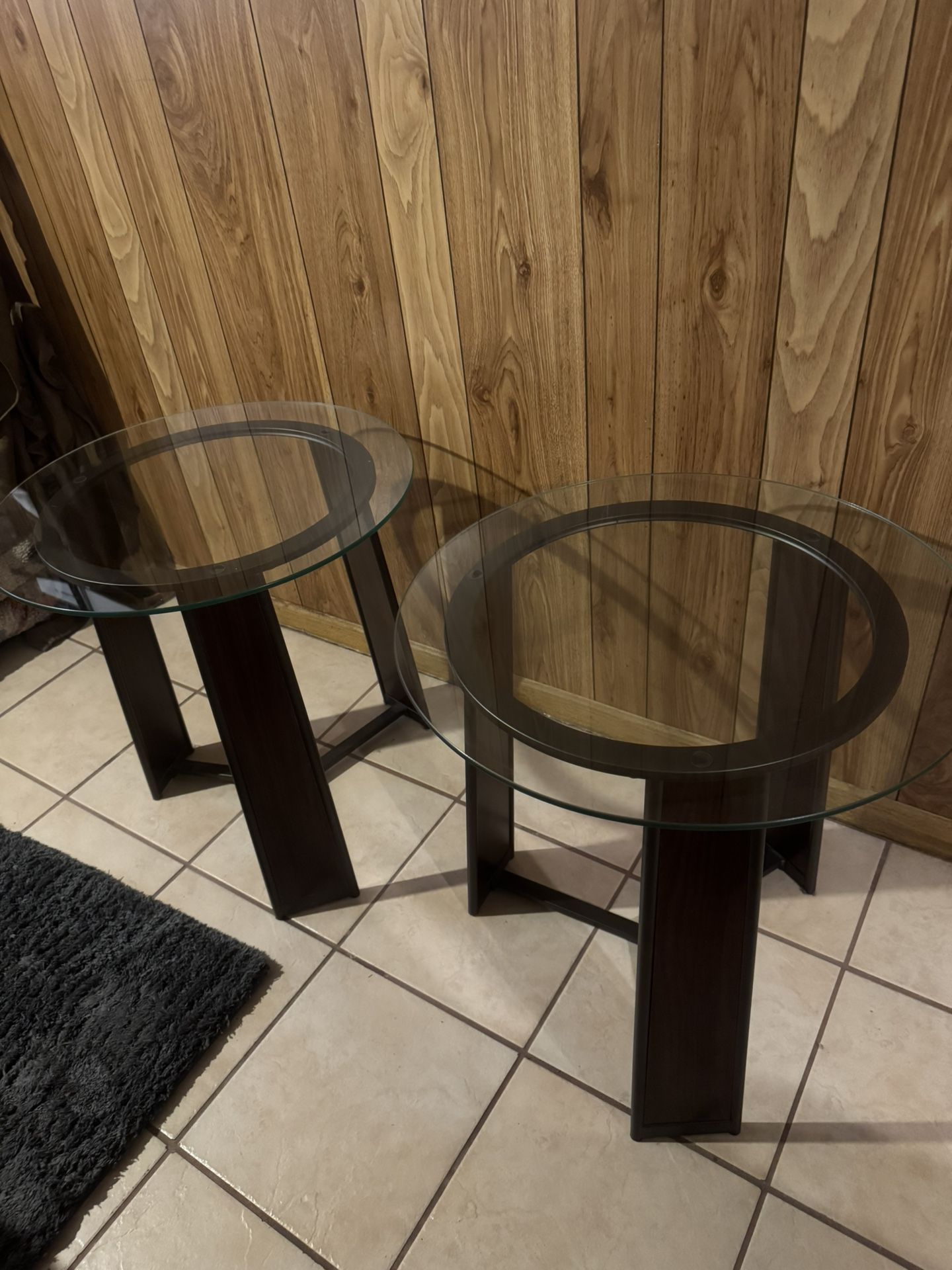 2 glass end tables and 1 coffee table set 