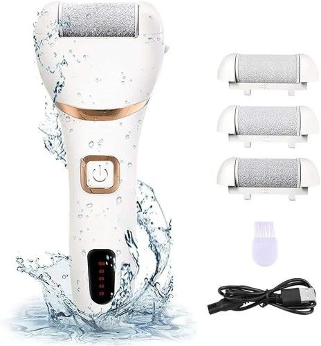 Electric Foot Callus Remover Kit Rechargeable callous removers 3 Grinding Heads Waterproof foot scrubber