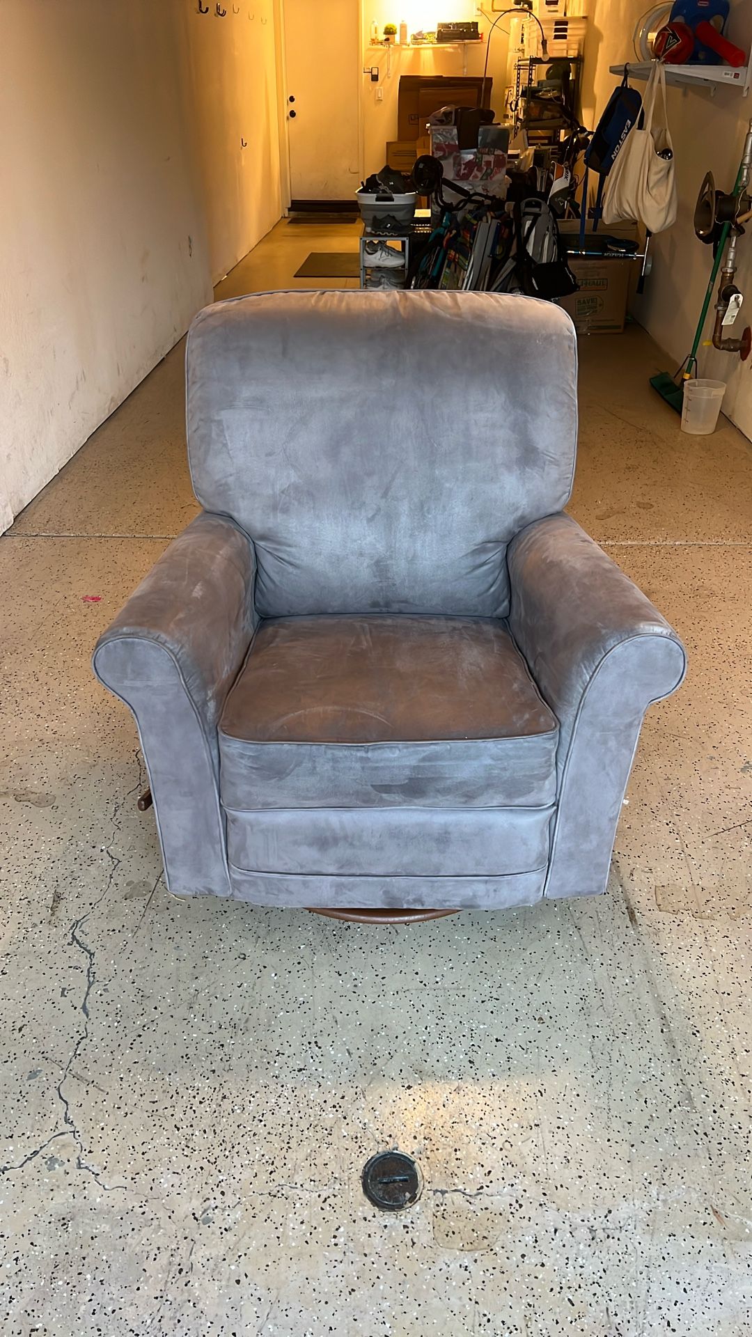Free Gray Suede Reclining Rocking Chair