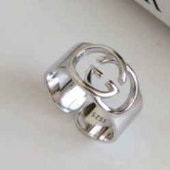 Solid Sterling Silver Monogram Open Ring