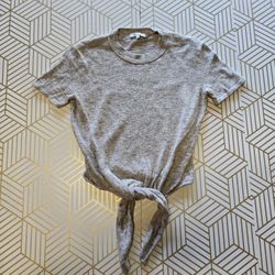 Madewell Knoted Front Tee Cropped Gray Women