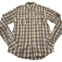 Monarchy Women’s M Plaid Western Pearl Snap Shirt Embroidered Long Sleeve