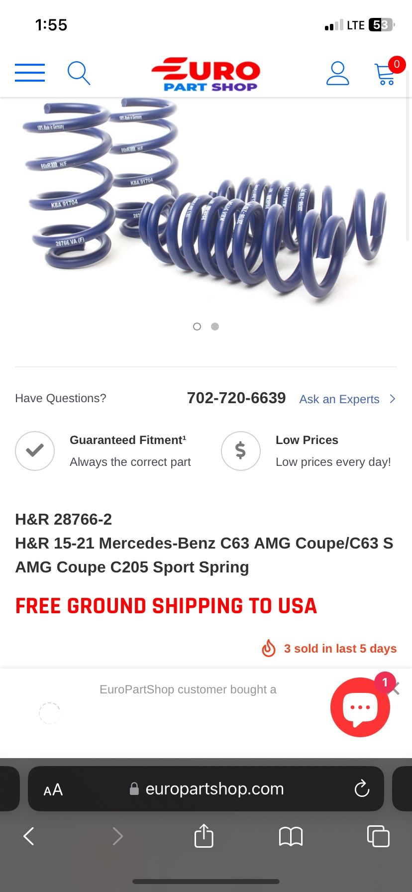 C63 H&R Lowering Springs Brand New