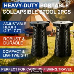 Brand New 2pcs Triple Lock Telescoping Stools Holds 200kg (440 Lbs) with Ease, Multiple Colors, Adjustable Height Heavy-Duty Plastic, Waterproof & Com