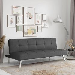Serta Convertible Futon Sofa, Short Twin Size, Modern Transitional, Woven Fabric, Charcoal