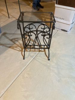 Wrought Iron Glass Top Side Table