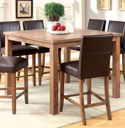 Rustic Light Oak 7 Piece Counter Height Dining Set (NO CREDIT CHECK FINANCING AVAILABLE)