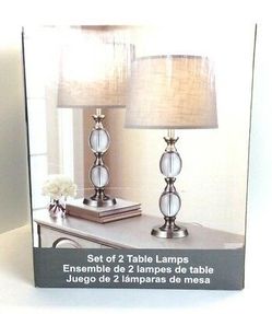 Bridgeport Designs Crystal Table Lamps Polish Chrome Finish Set of 2
