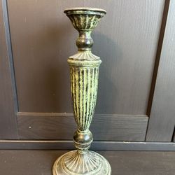 Vintage Brass/Bronze Candleholder With Heavy Green Patina