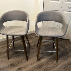 Modern 26” Counter Stools (Set of 2) – Light Gray Fabric