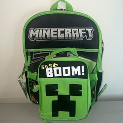 Minecraft Backpack Detachable Lunch Tote Pack New With Tags Authentic School