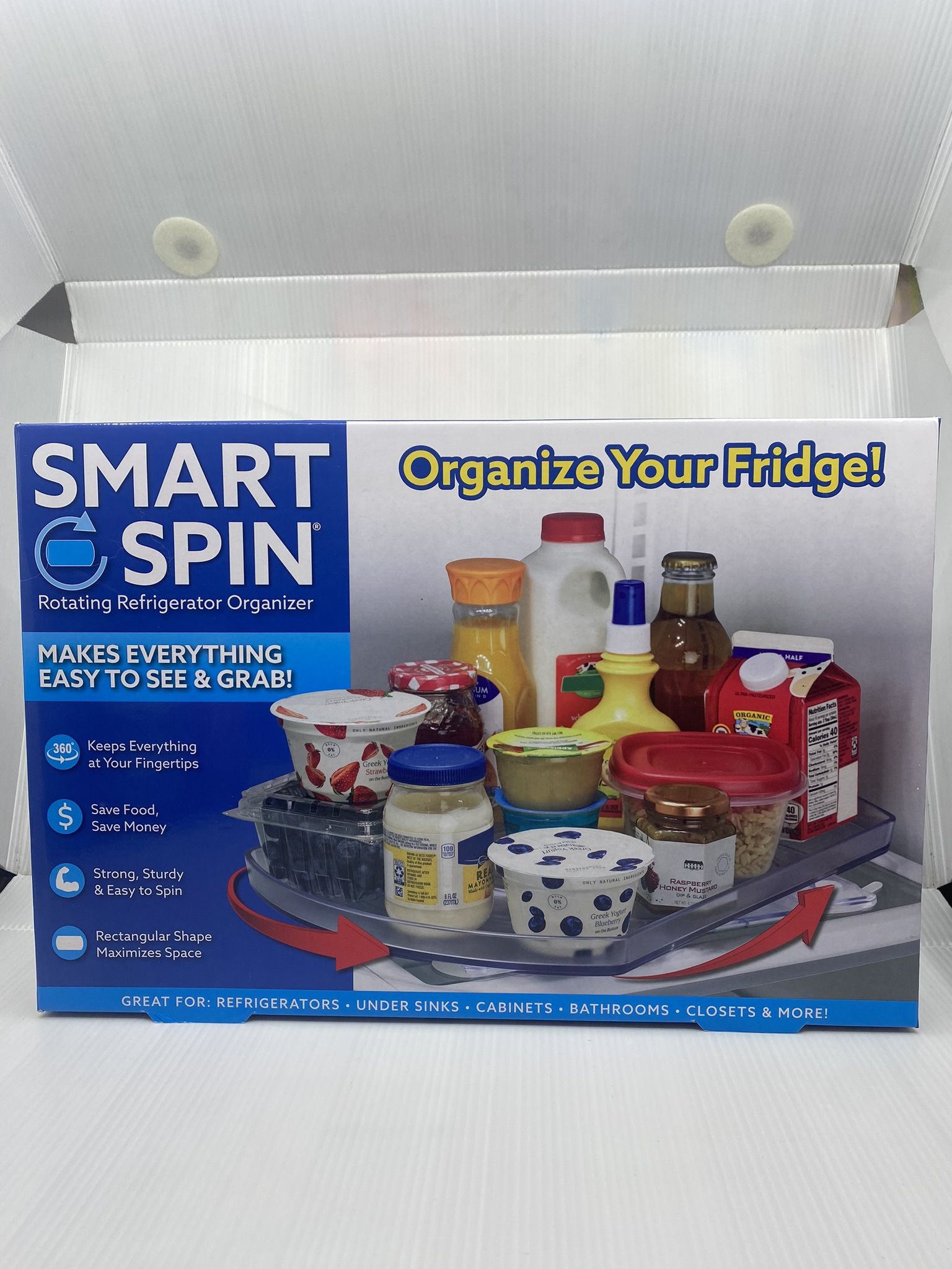 Smart Spin Rotating Refrigerator Organizer NEW Keep Your Fridge Neat and Tidy!