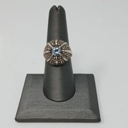 .925 Silver & Blue Stone Ring 7.7g - Size 7 (#25462)