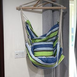 Hanging Hammock Chair W/2 Pillows and Side Pockets
