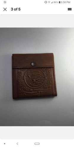 Moroccan Wallet Coin Genuine Leather Bi-fold Handmade Pocket Unisex Small brown.