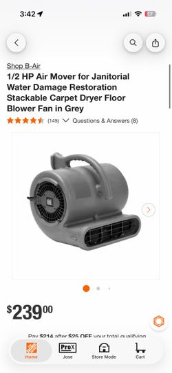 B-Air 1/2 HP Air Mover Floor Blower Fan