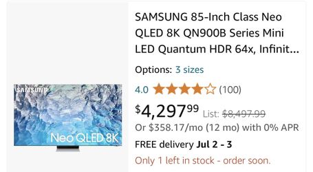 Samsung 8K TV 85QN900B