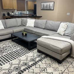 3pc Grey Fabric Sectional W Chaise