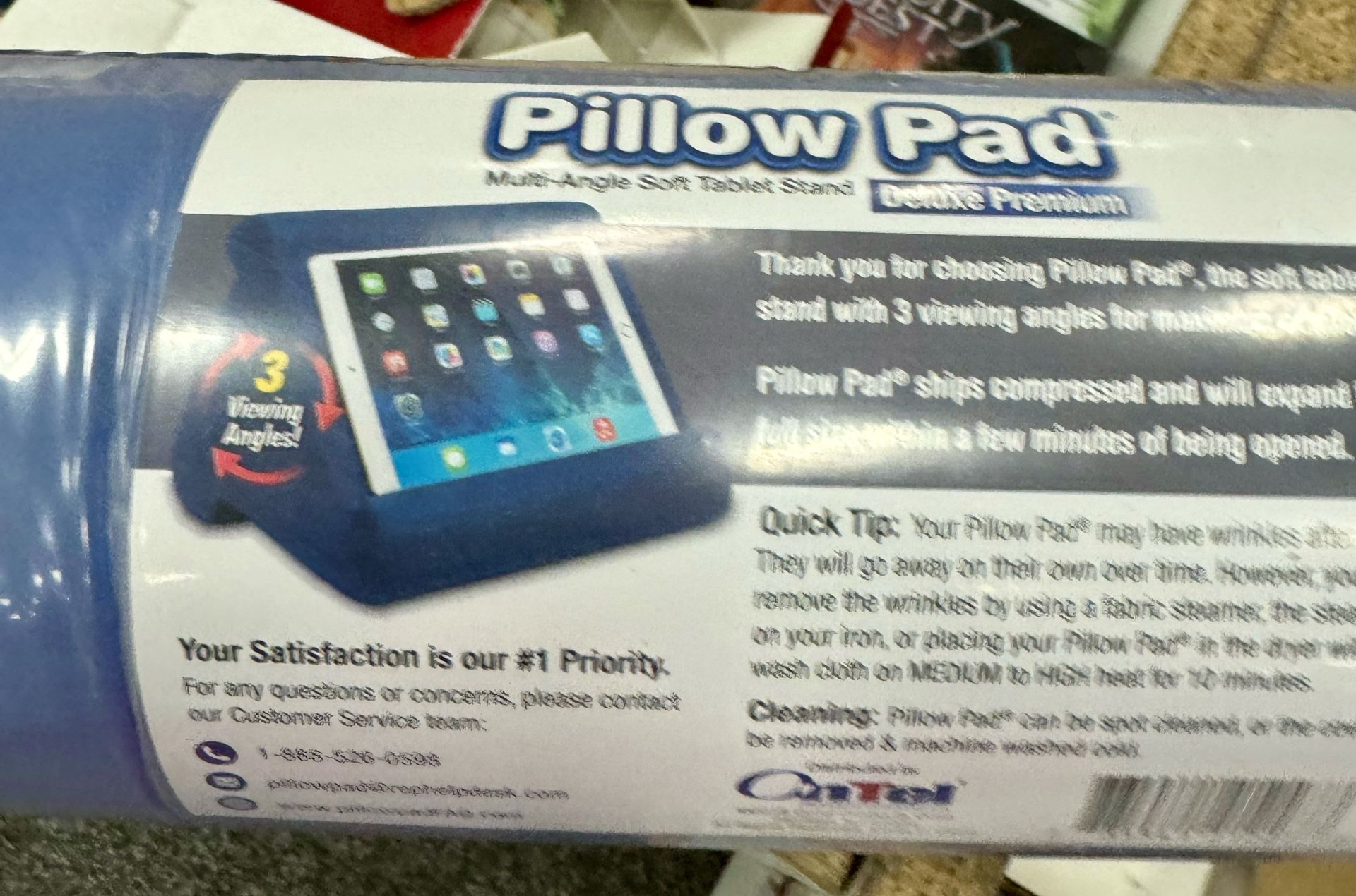 Ontel Pillow Pad Multi-Angle Soft Tablet Stand, Blue