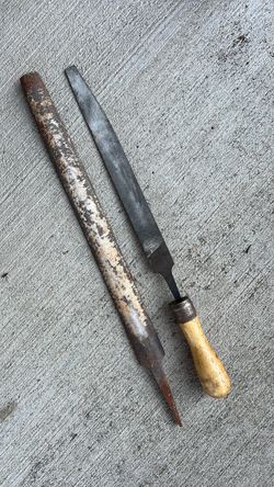 Vintage Metal Files with Wooden Handle