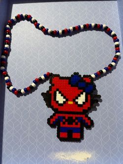 SPIDER-MAN HELLO KITTY PERLER KANDI NECKLACE FESTIVALS RAVES