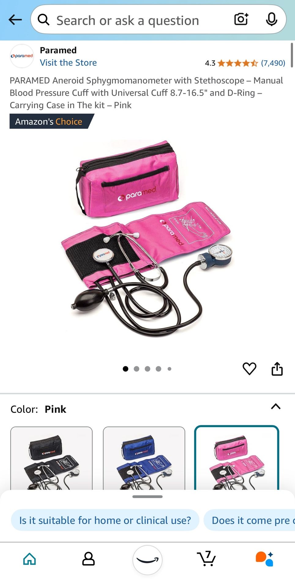 Hot Pink Blood Pressure Cuff Kit + Stethoscope & Bag