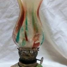 Vintage Hong Kong Glass Miniature Oil Lamp Pressed Design with Finger Hold