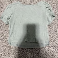Sage Green T Shirt Crop Top, Size XS