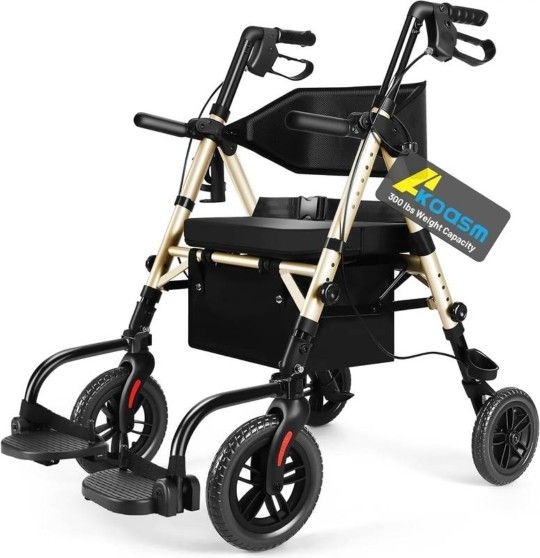 2in1 Rollator Walker & Transport Chair, 300lb Capacity