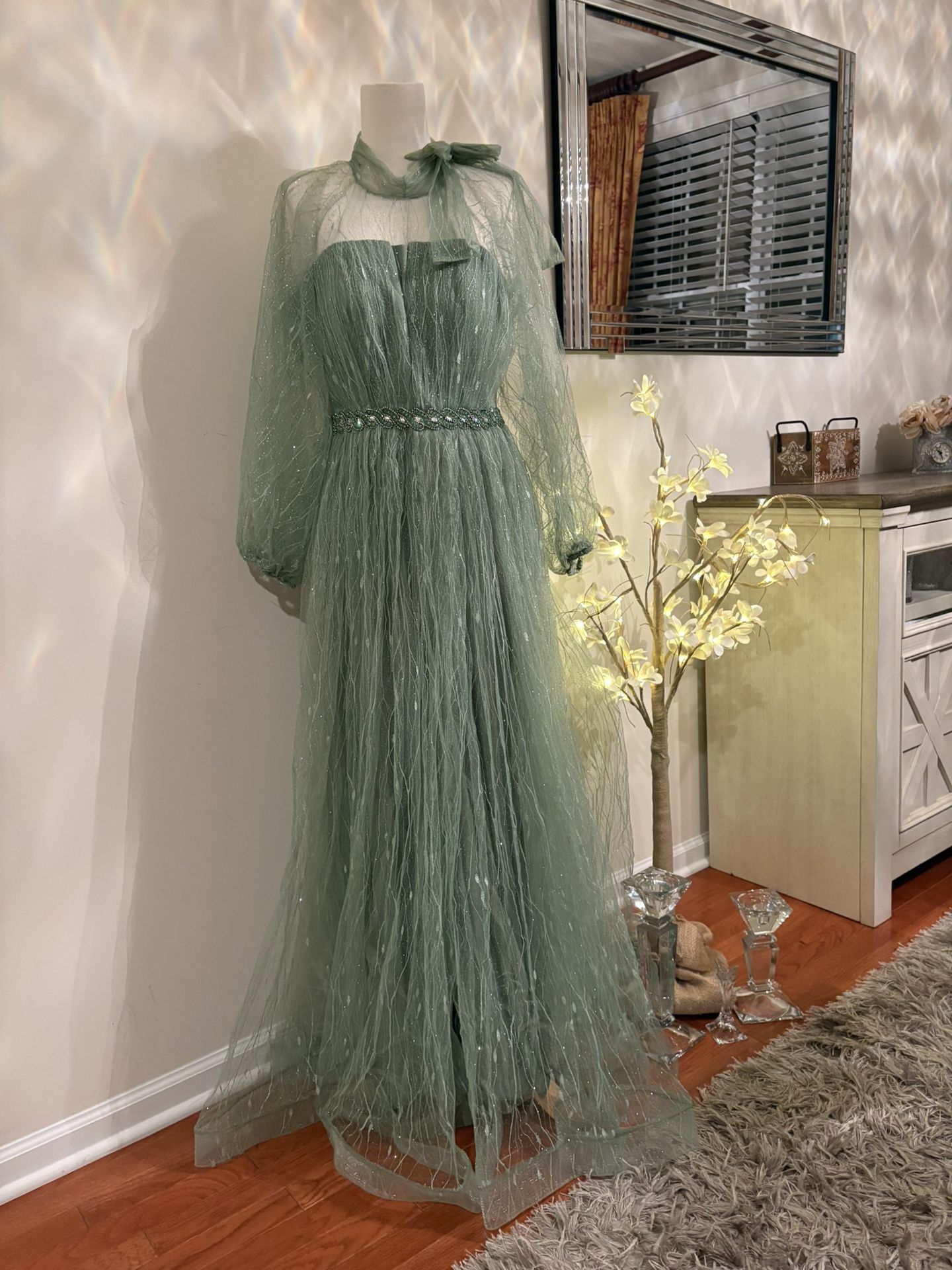 GREEN WEDDING GUEST DRESS