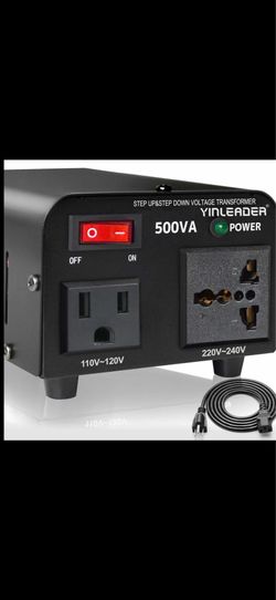 500W Voltage Transformer Power Converter(110V to 220V, 220V to 110V) Step Up/Down Converter 110/120 Volt - 220/240 Volt w/US Power Cord