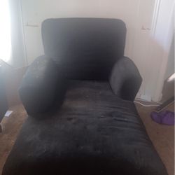Black Cloth Couch Piece ottoman