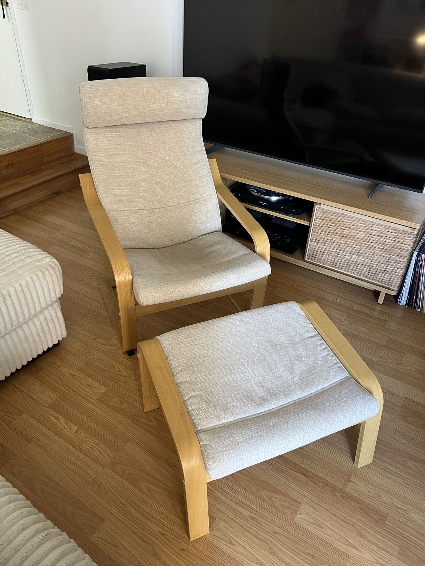 IKEA POÄNG Chair + Ottoman Poang
