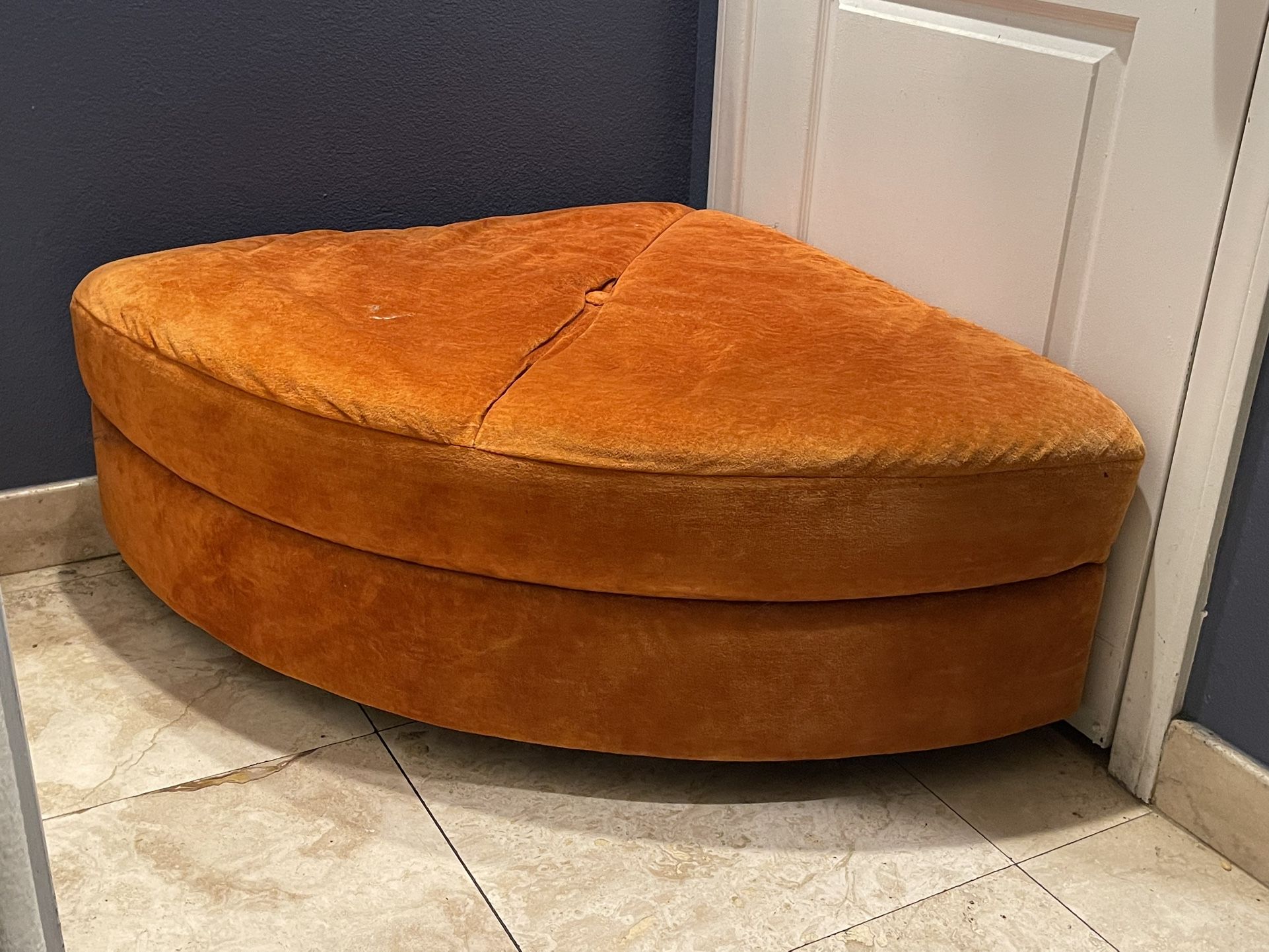 Vintage Rare Corner Triangular Ottoman With Storage 