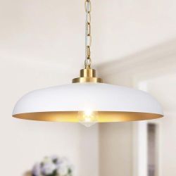 17.7inch White and Gold Pendant Lighting Farmhouse Pendant Light Fixtures 153