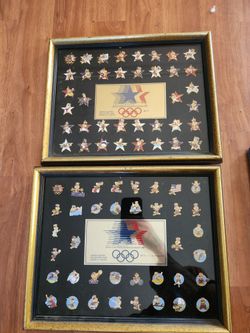 1984 Olympic pin set framed 2 sets