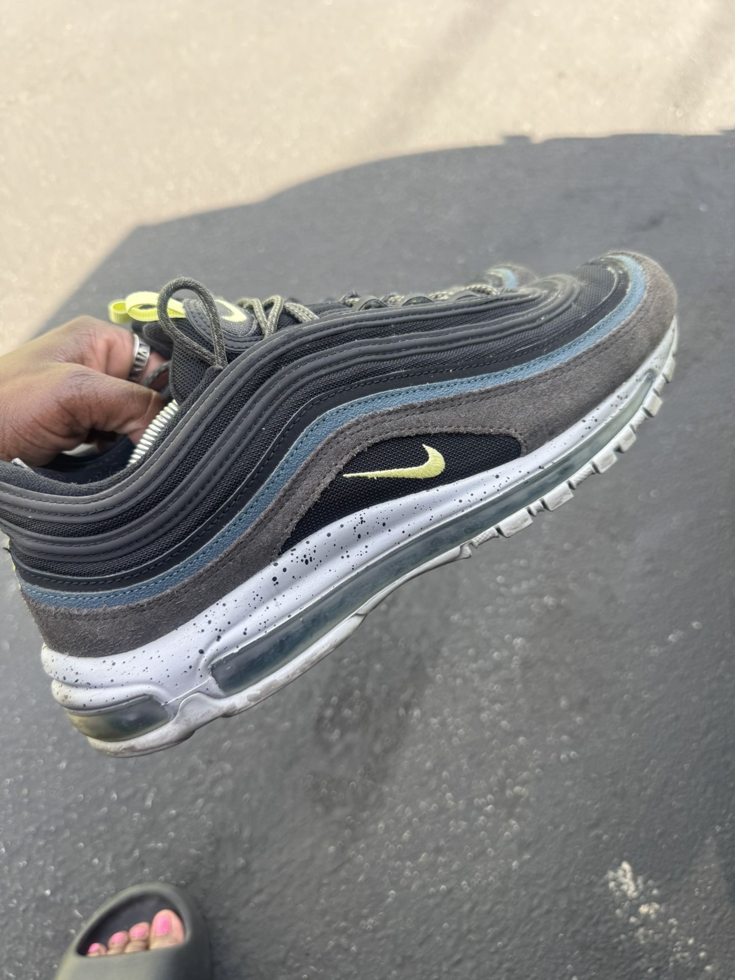 Nike Air Max 97 Men's Size 13 Newsprint/Ash Green-Limelight DB4611-001