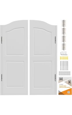 White Swinging Cafe Doors 32”W x 42”H – Double Half Doors with Hinges & Hardware