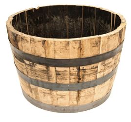 26 in. Dia x 17.5 in. H White Oak Wood Whiskey Barrel