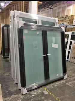 Double French  Door with Transom Window