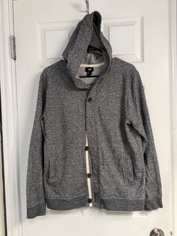 H&M Gray Hooded Button-Front Sweatshirt Size Medium