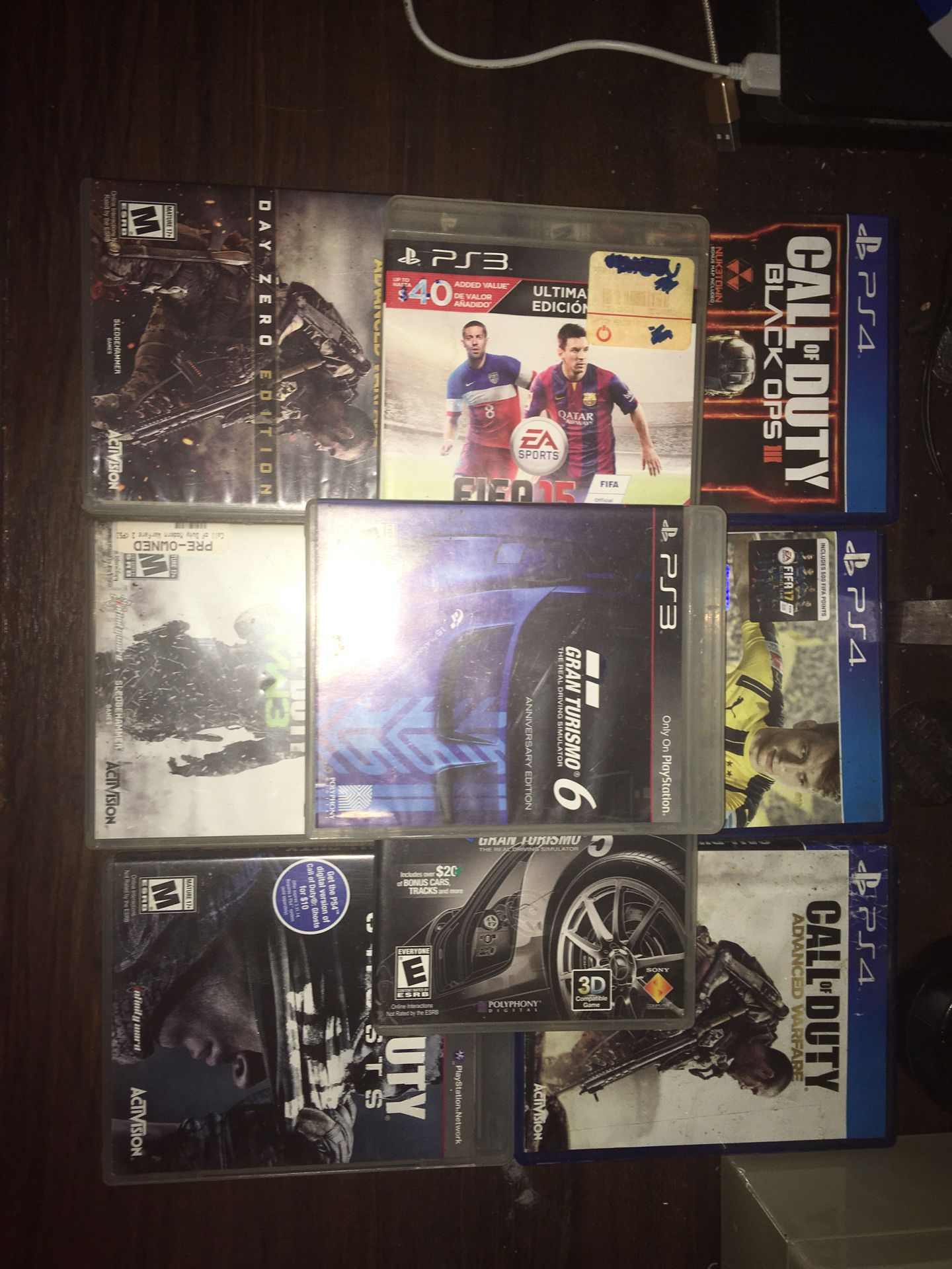3 ps4 games and 6 ps3 games.