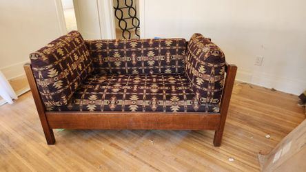 Custom Geometric Purple Craftsman Loveseat